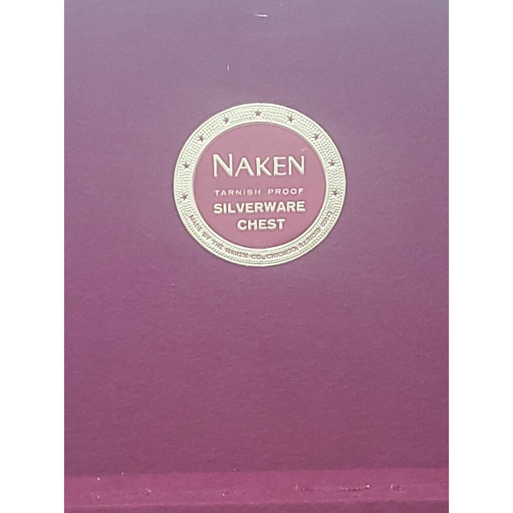 VTG Naken's Silverware Chest Tarnish Proof Pacific Red Cloth Case Box - Picture 2 of 16